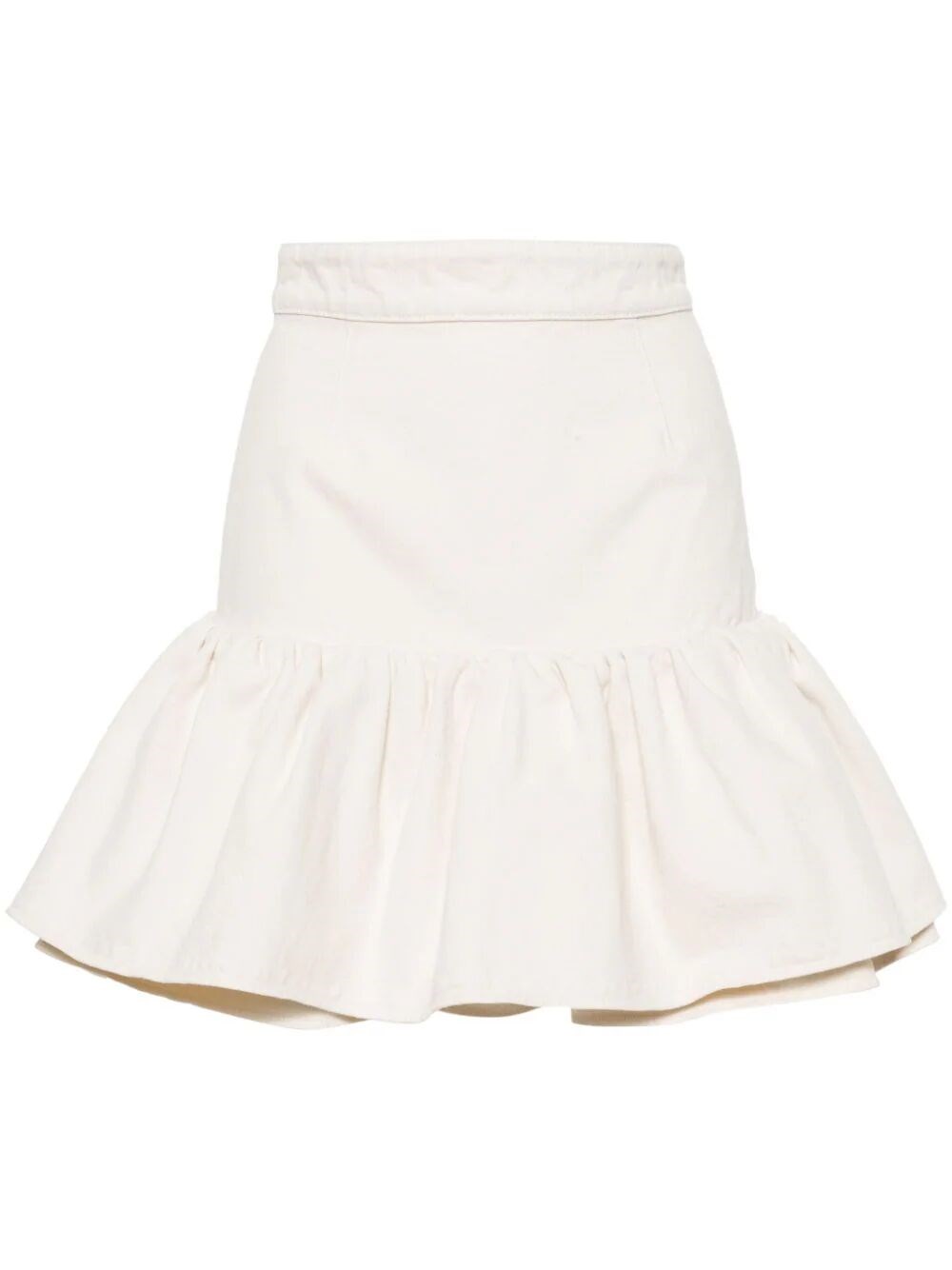 Patou Ruffled Cotton Mini Skirt In Nude & Neutrals