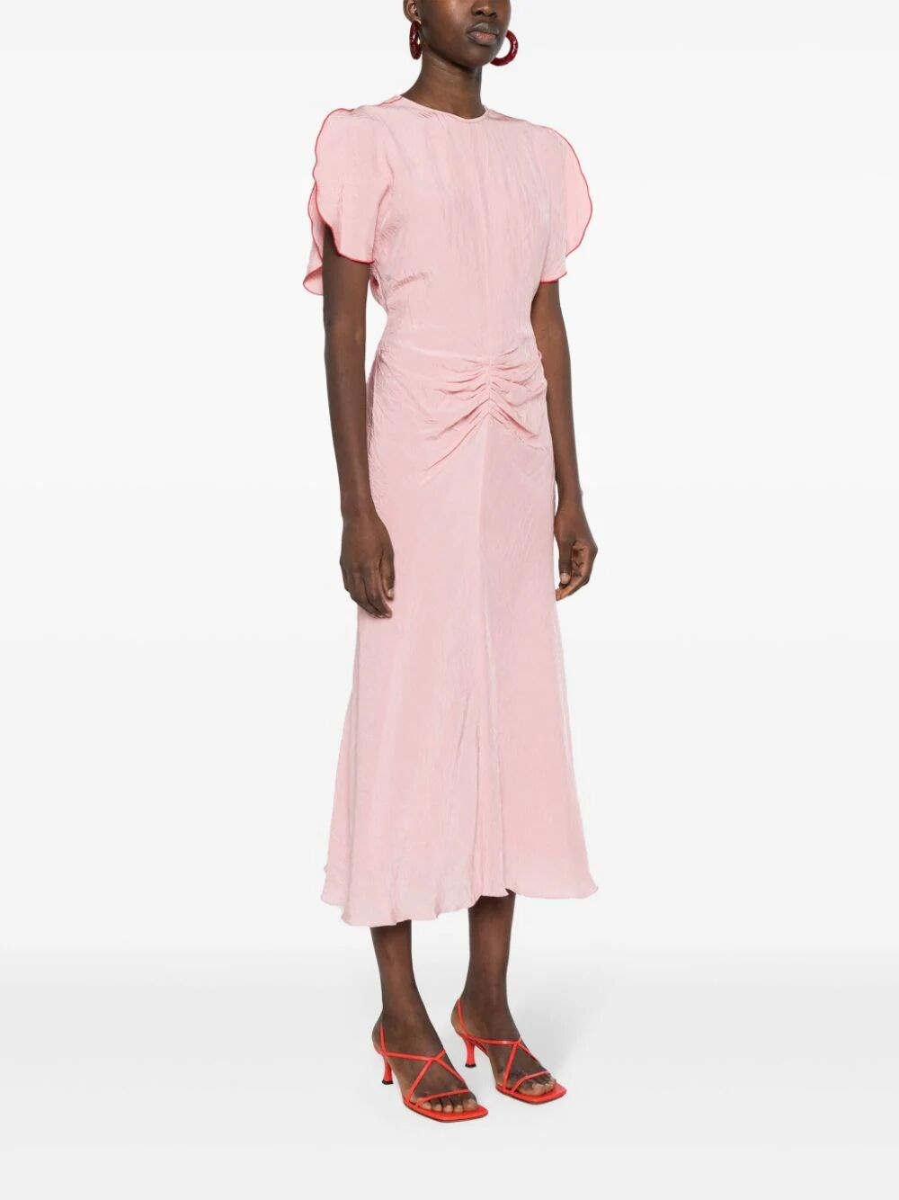 GATHERED WAIST MIDI DRESS