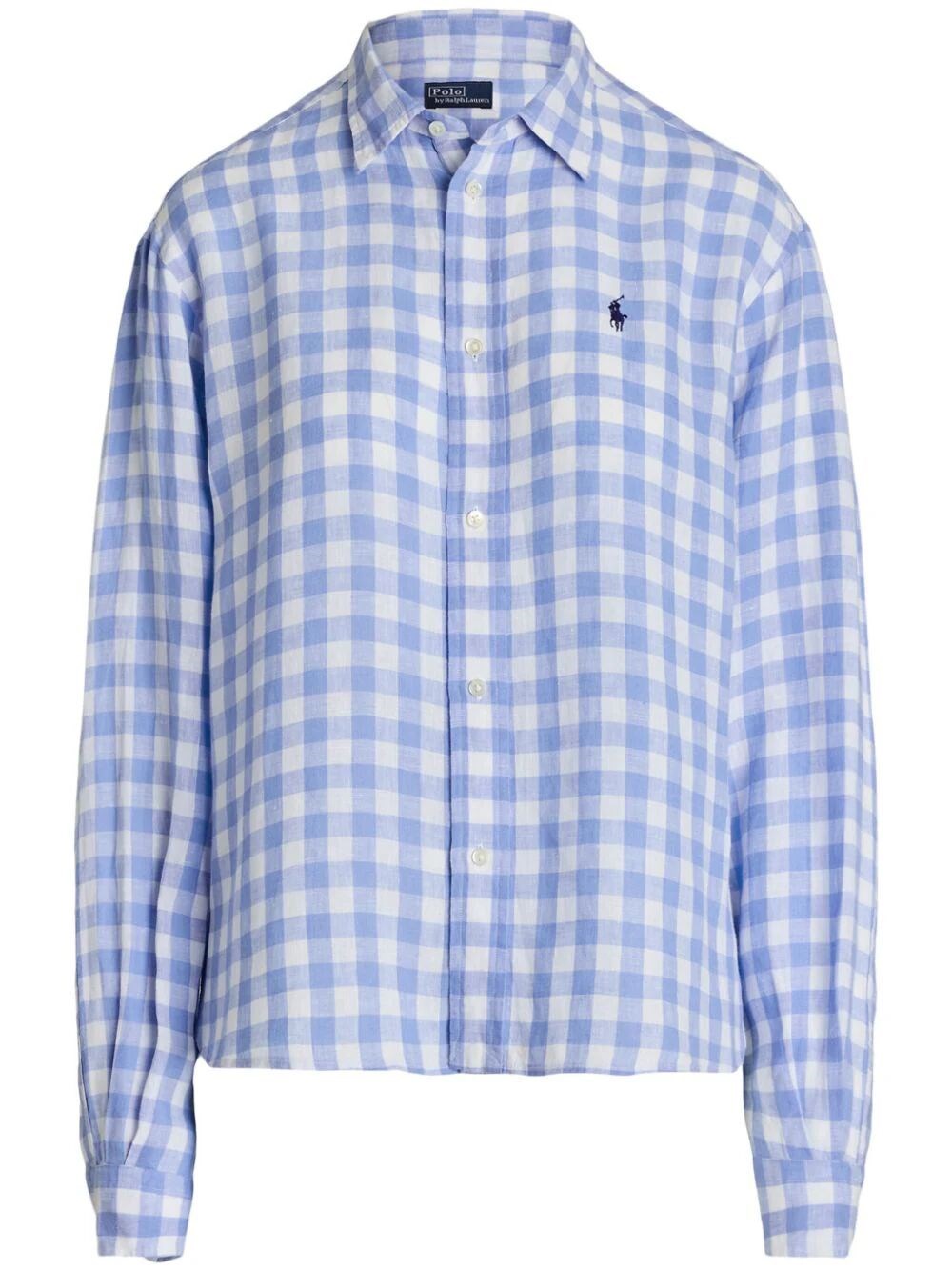 GINGHAM-PRINT LINEN SHIRT