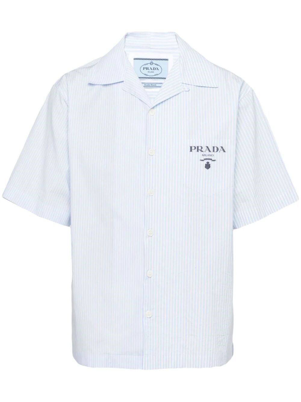 Shop Prada Short-sleeved Striped Shirt In White