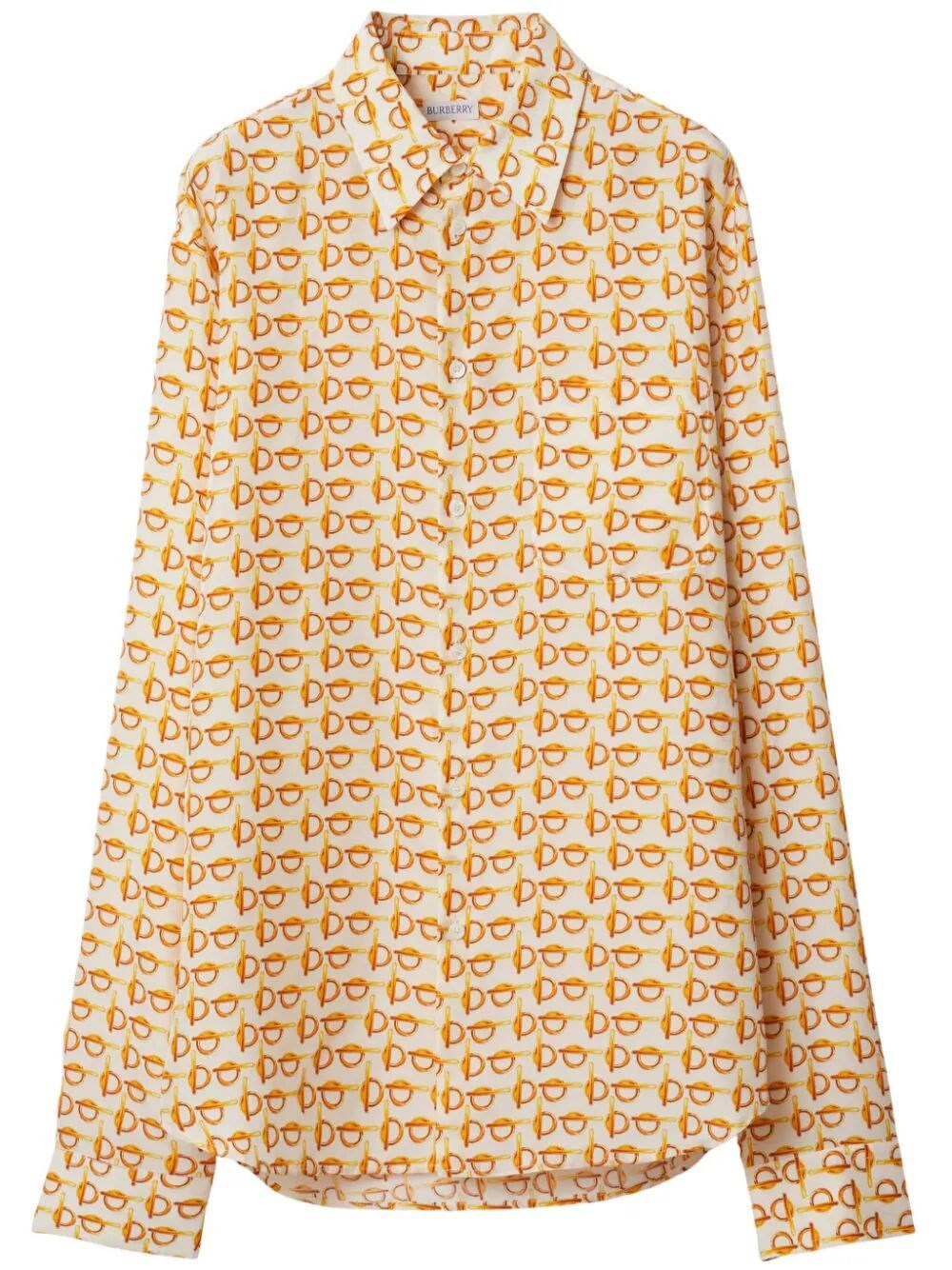 Shop Burberry B-pattern Silk Shirt In Yellow & Orange