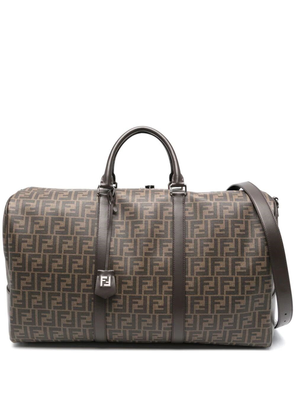Fendi Men Large Duffle Ff Ff Fabric Travel Bag In Brown