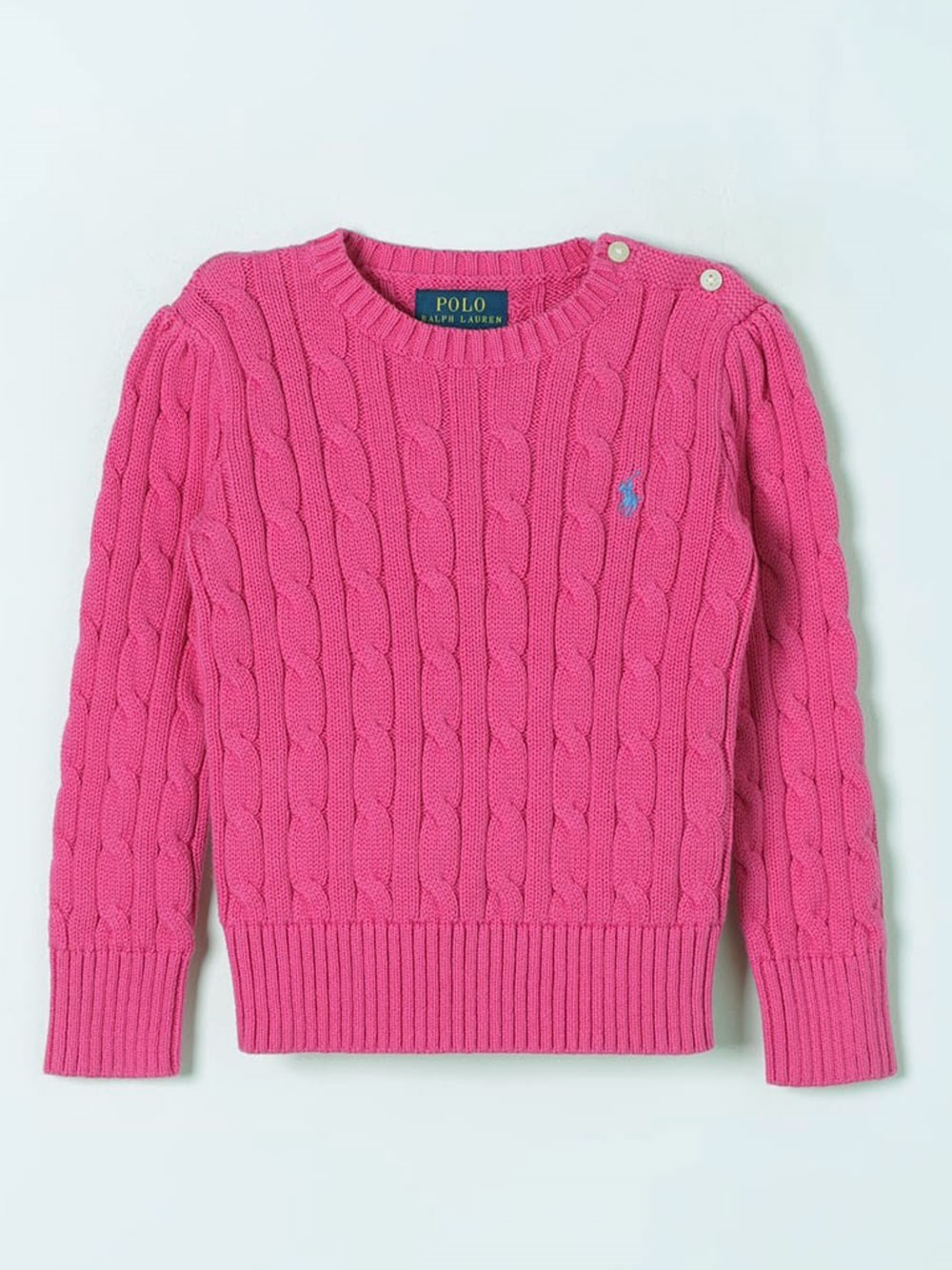 Ralph Lauren Kids' Polo Pony Cable-knit Jumper In Pink & Purple