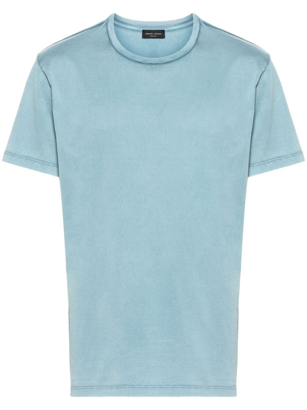 Roberto Collina Shortsleeved Cotton T-shirt In Blue