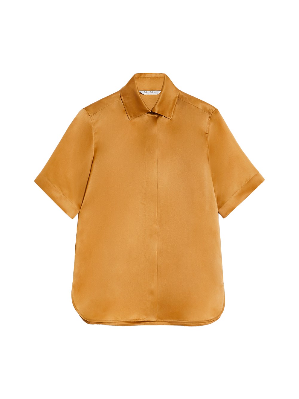 Shop Max Mara Short-sleeved Organza Shirt With Logo In Brown