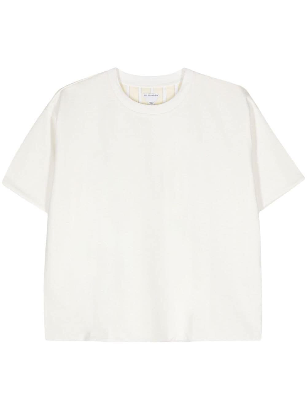 Bottega Veneta Striped Double Layer Cotton T-shirt In White
