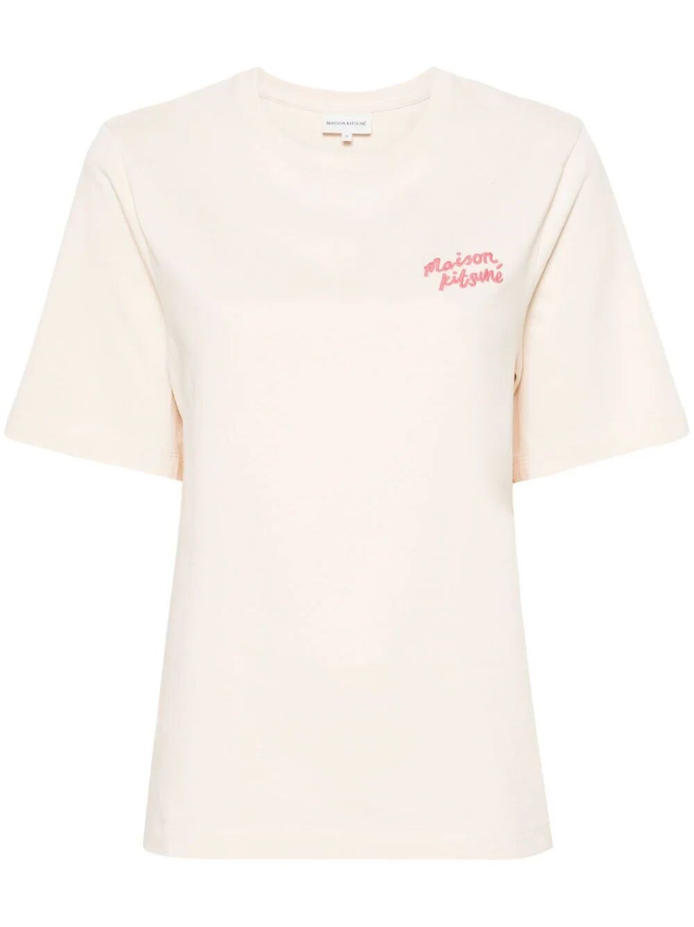 Maison Kitsuné Logo-embroidered Cotton T-shirt In Nude & Neutrals