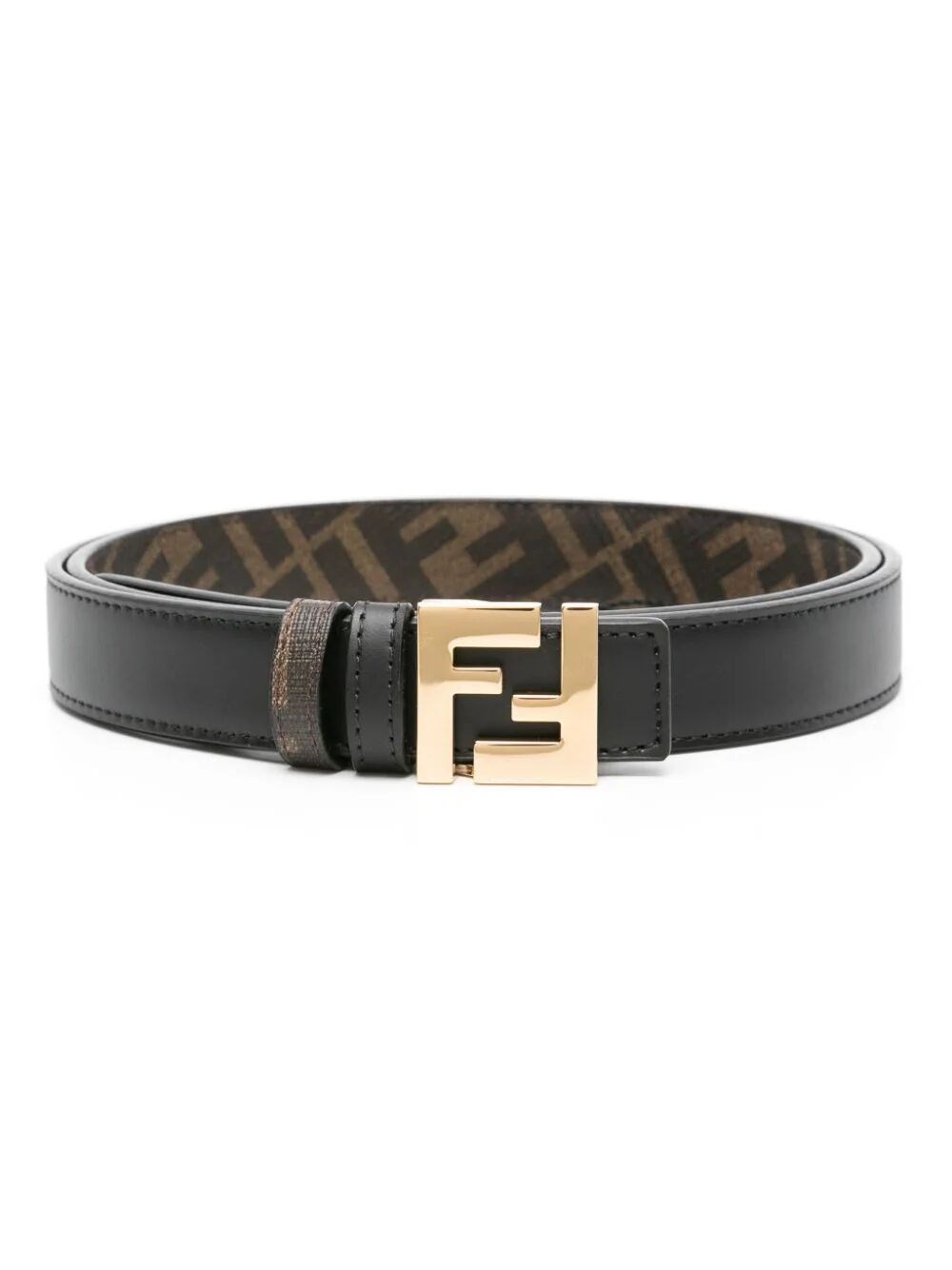 Shop Fendi Ff Squared Reversible Belt In Black