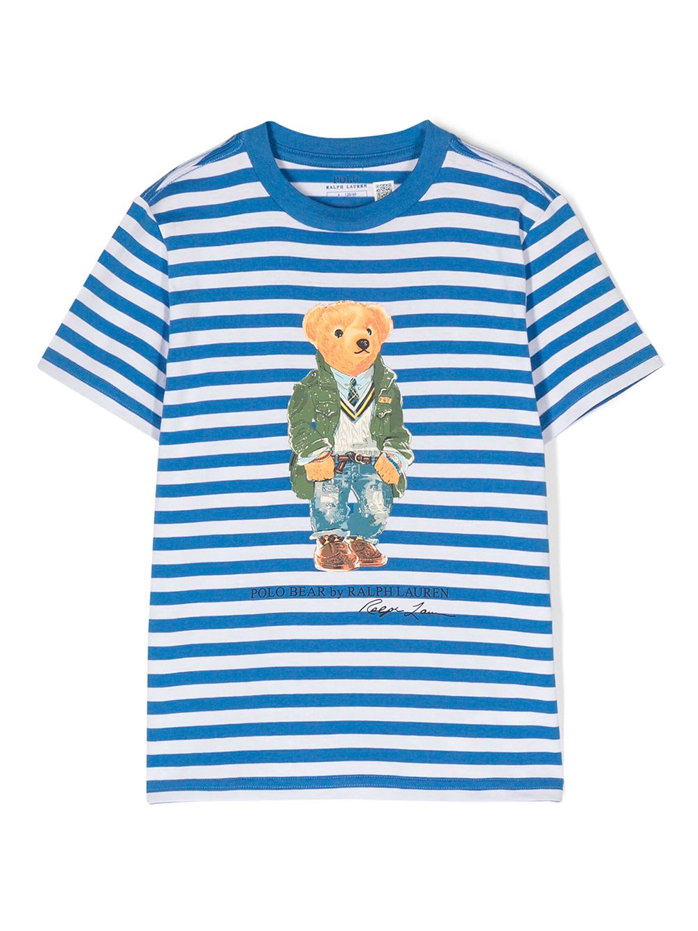 Ralph Lauren Kids' Polo Bear Striped T-shirt In Blue