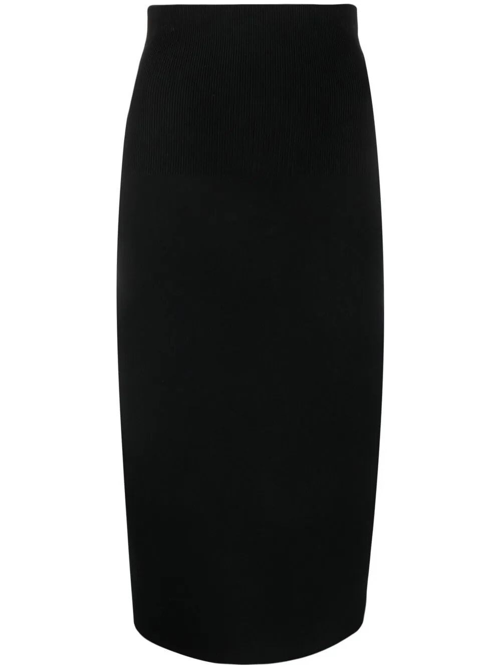 Shop Victoria Beckham Body Fitted Midi Skirt In Black