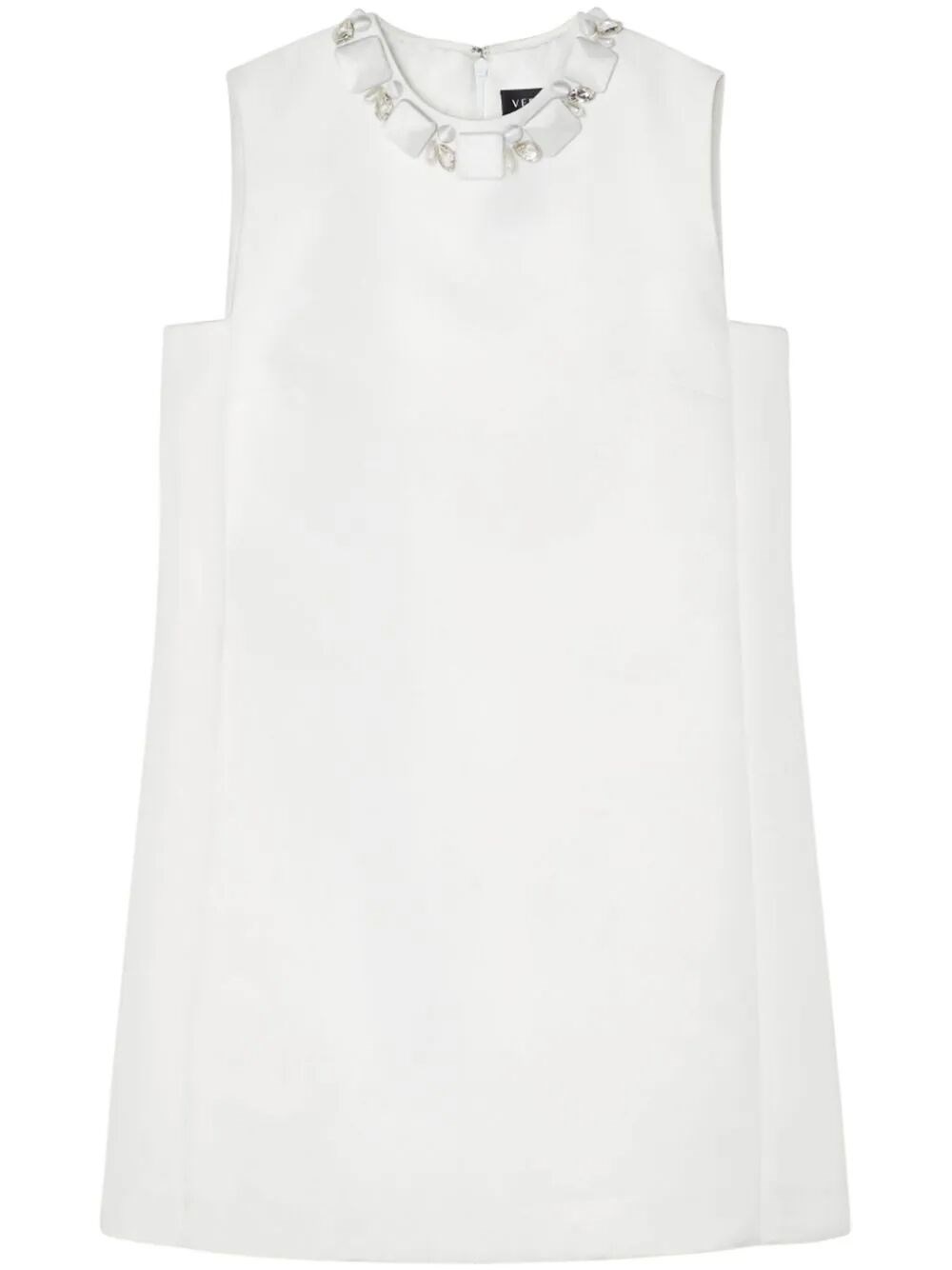 Shop Versace Crystal Duchesse Mini Dress In White