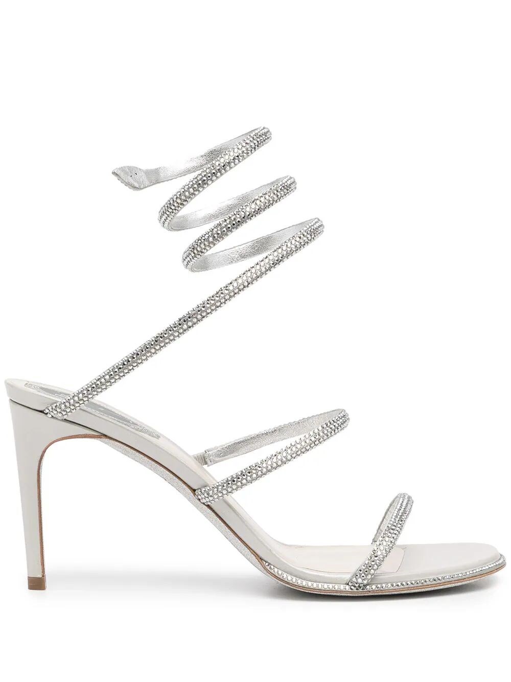 Shop René Caovilla Cleo Silver Sandal 80 In Metallic