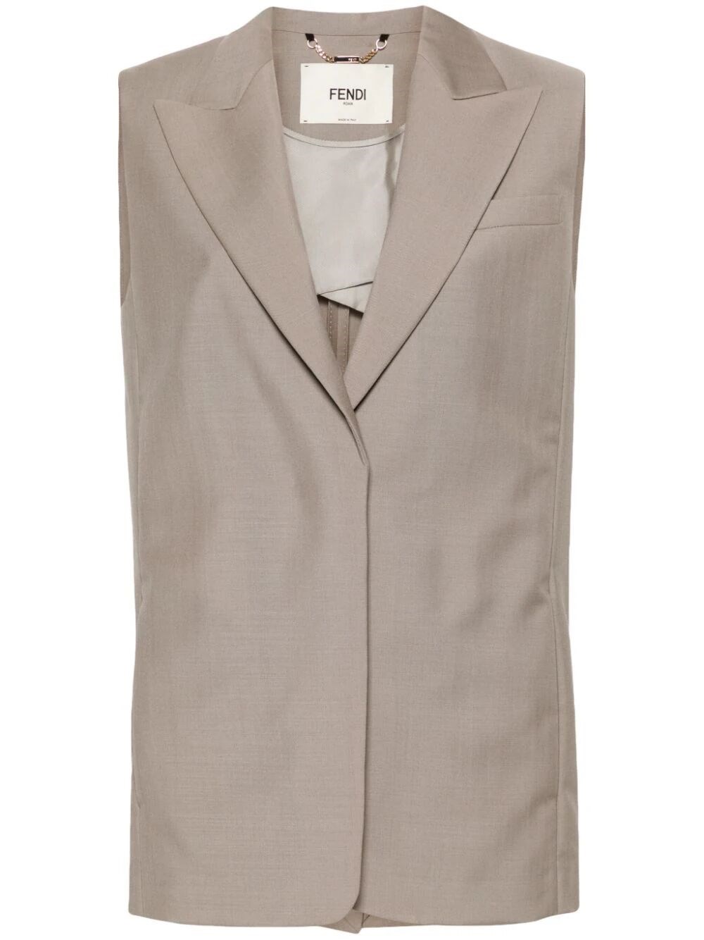 Shop Fendi Tailored Mohair Gilet In Nude & Neutrals