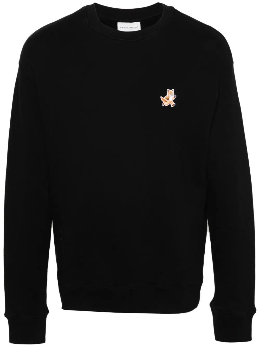 Shop Maison Kitsuné Fox-motif Cotton Sweatshirt In Black