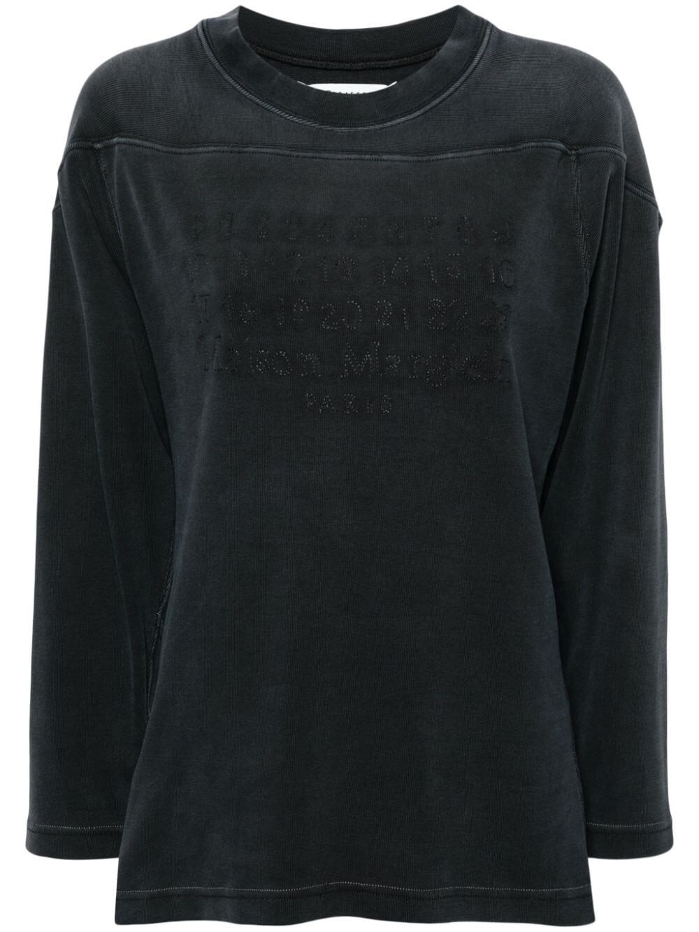 Shop Maison Margiela Numbers Appliqué Cotton Sweatshirt In Grey