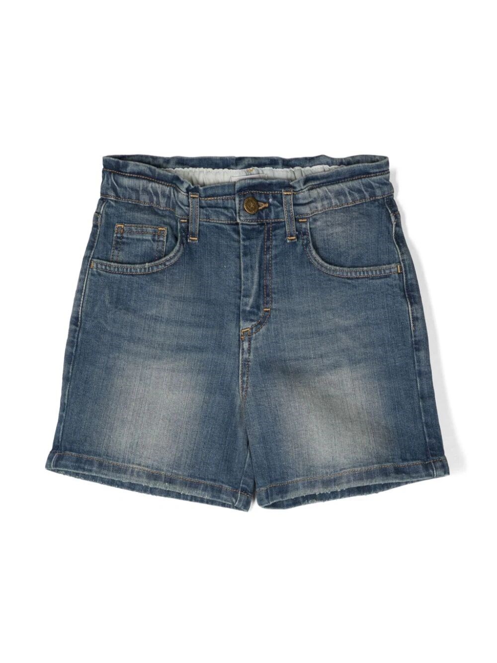 Shop Golden Goose Denim Shorts With Distressed Finish In Blue