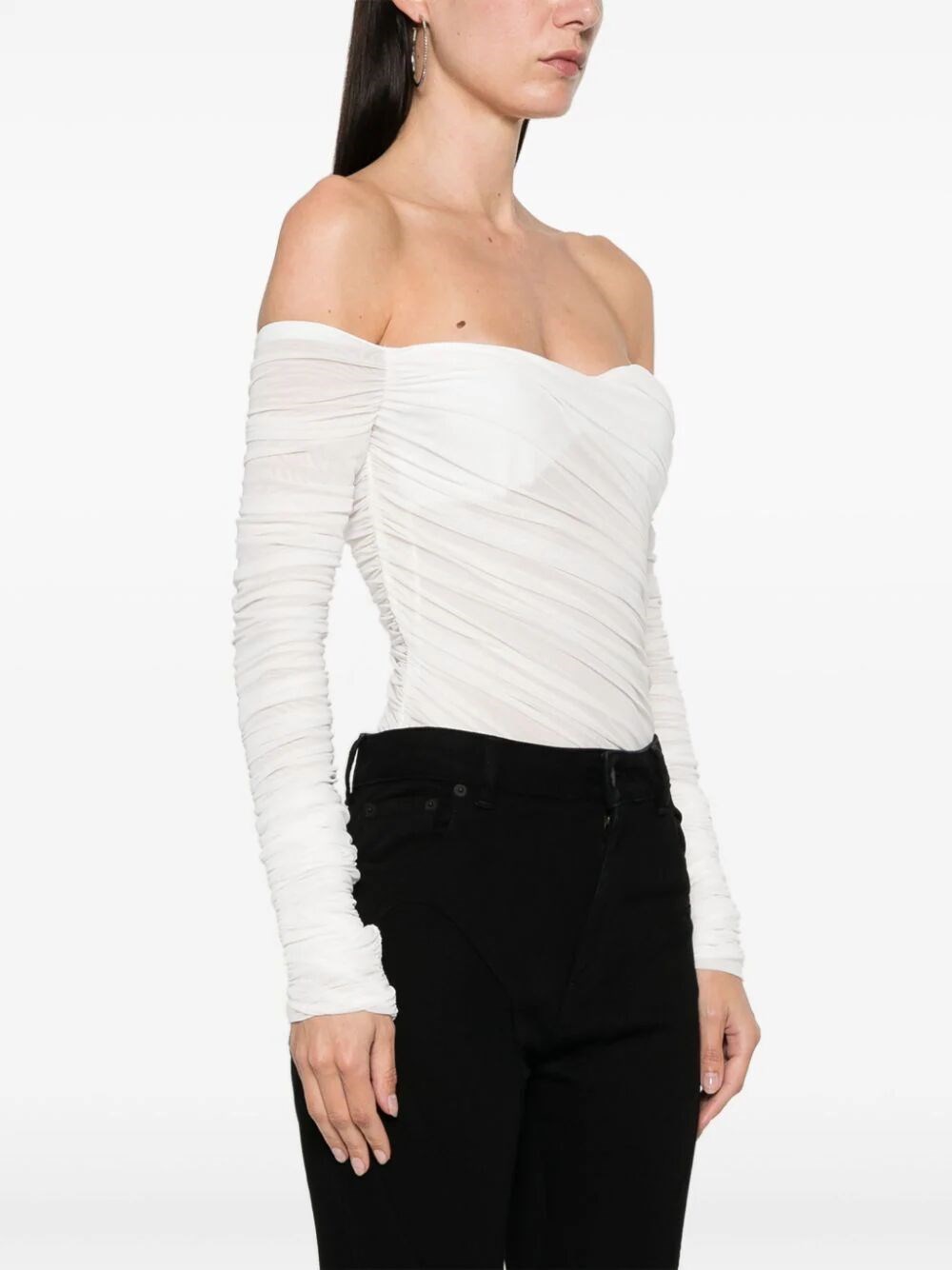 RUCHED MESH BODYSUIT