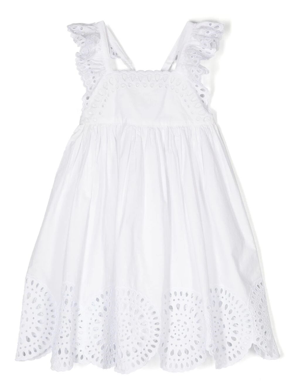 Shop Stella Mccartney Broderie Anglaise Sleeveless Dress In White