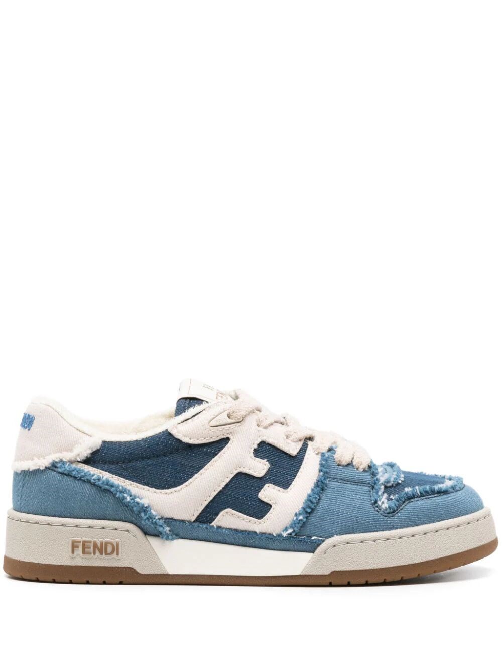 Shop Fendi Match Denim Sneakers In Blue