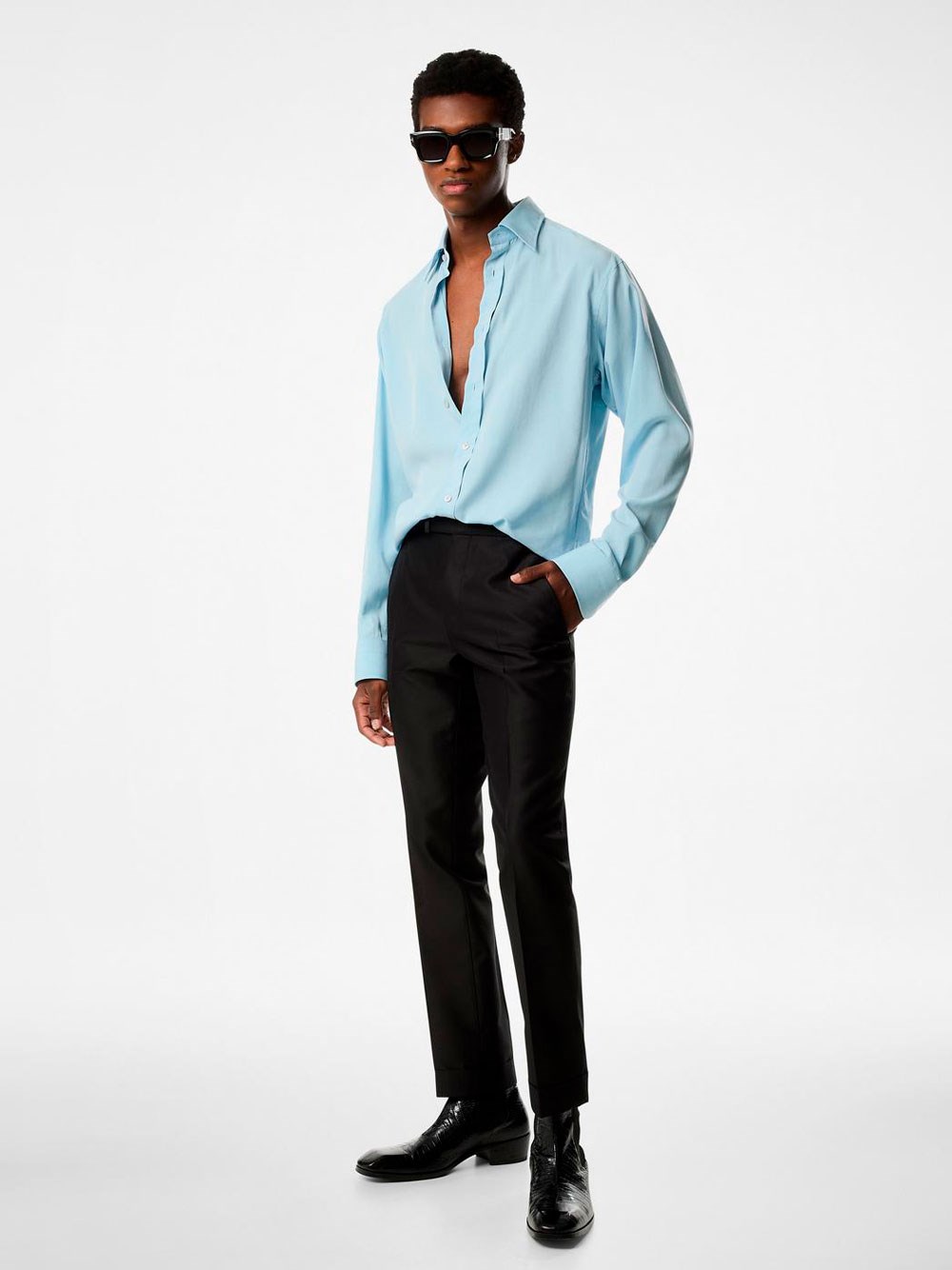Shop Tom Ford Fluid Silk Slim Fit Shirt In Blue