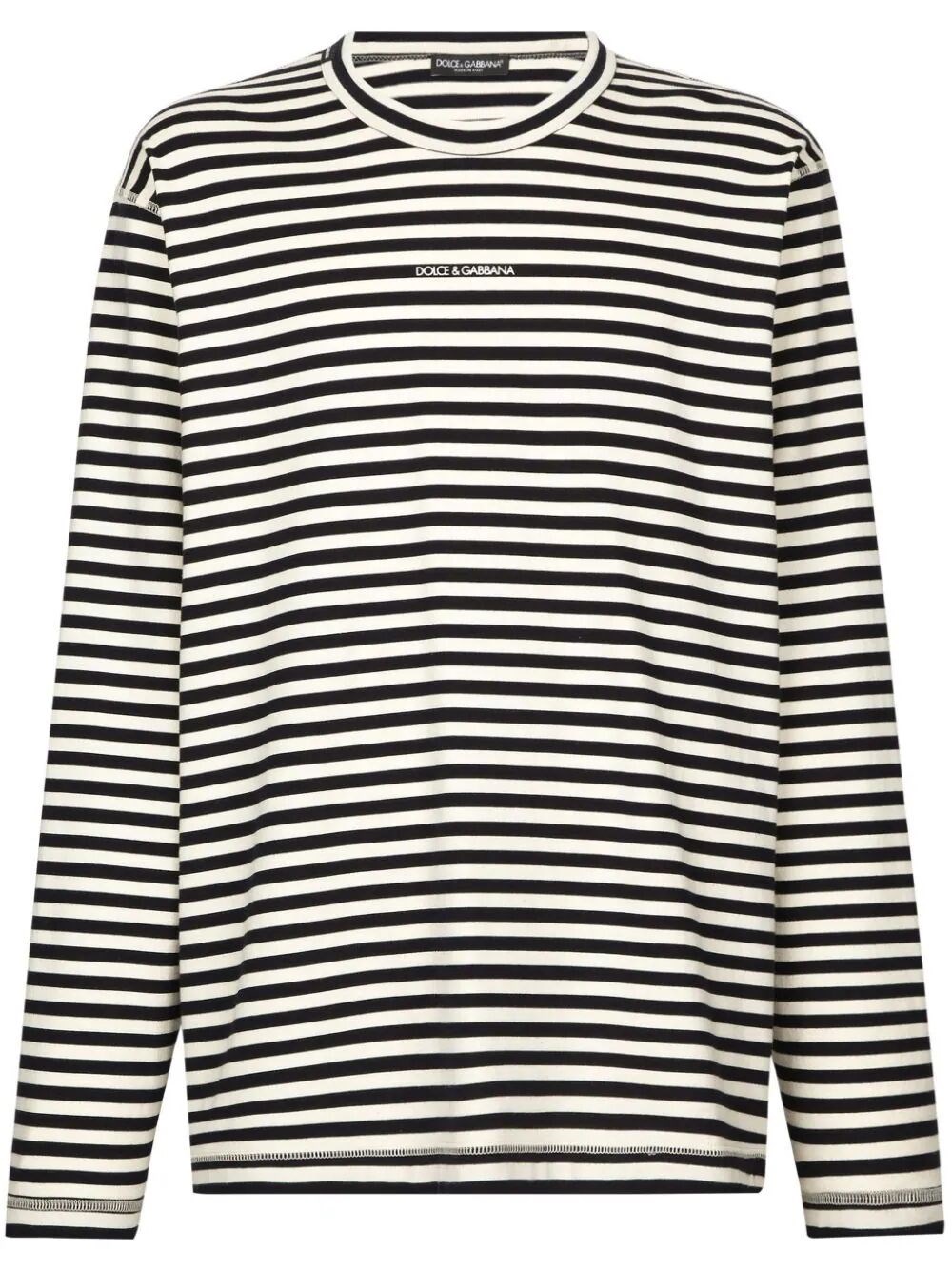 Shop Dolce & Gabbana Long-sleeved Striped T-shirt In Black
