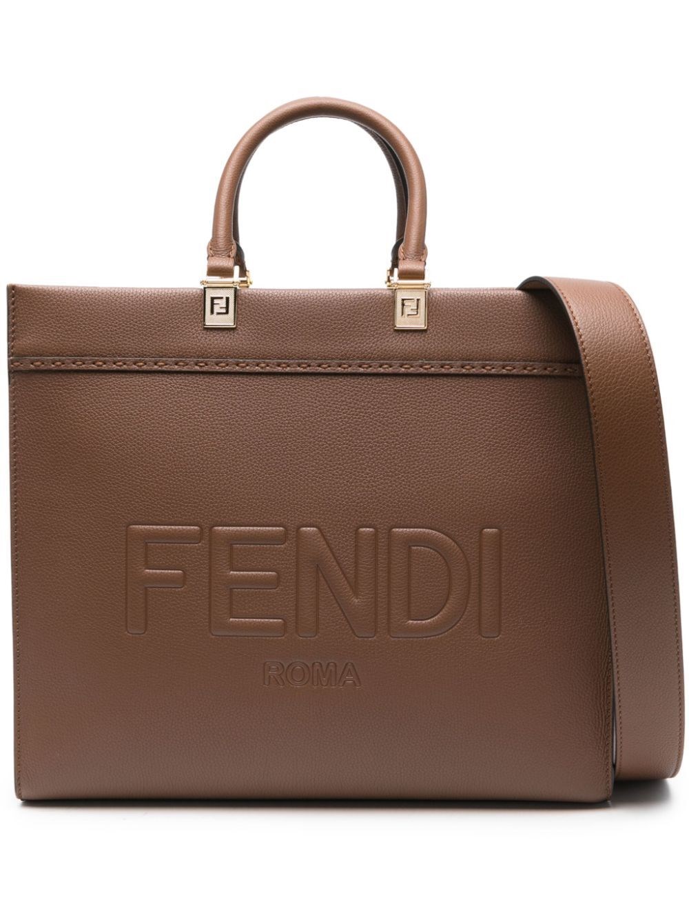 Shop Fendi Sunshine Medium Shopper Bag In Brown