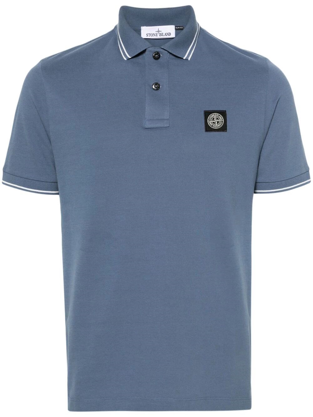 Shop Stone Island Polo With Logo In Blue