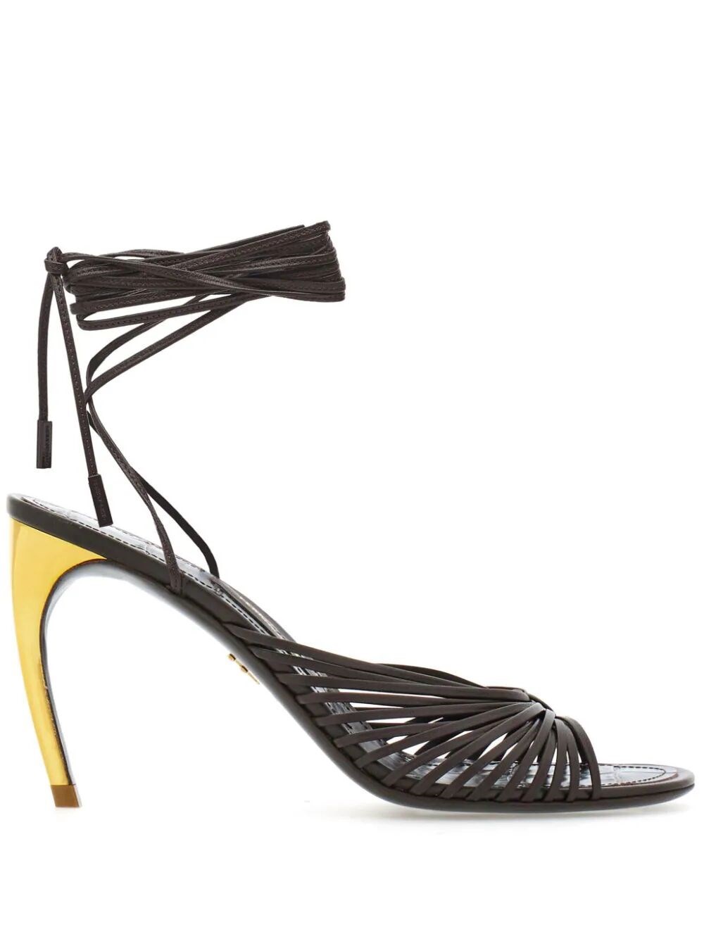 Shop Ferragamo Curved-heel Atena Sandals In Brown