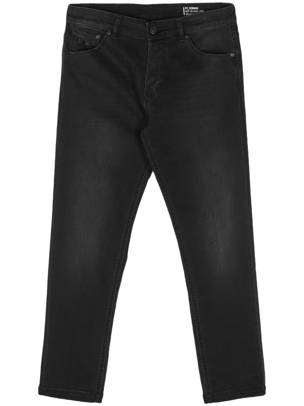 Shop Pantaloni Torino Tapered-leg Distressed-effect Jeans In Grey