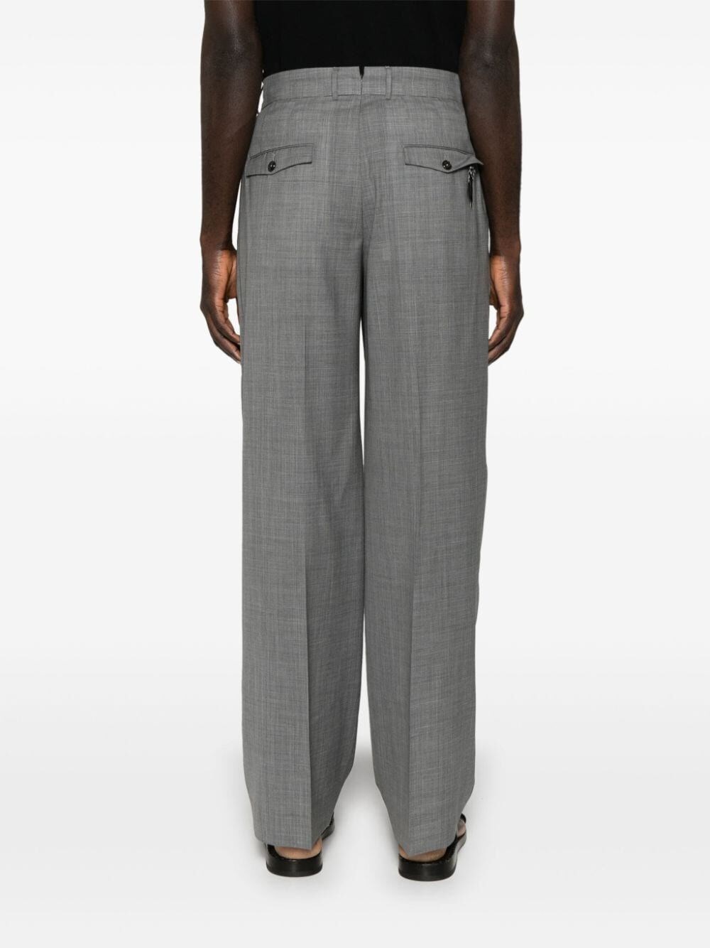 PLEAT-DETAIL VIRGIN WOOL TAILORED TROUSERS
