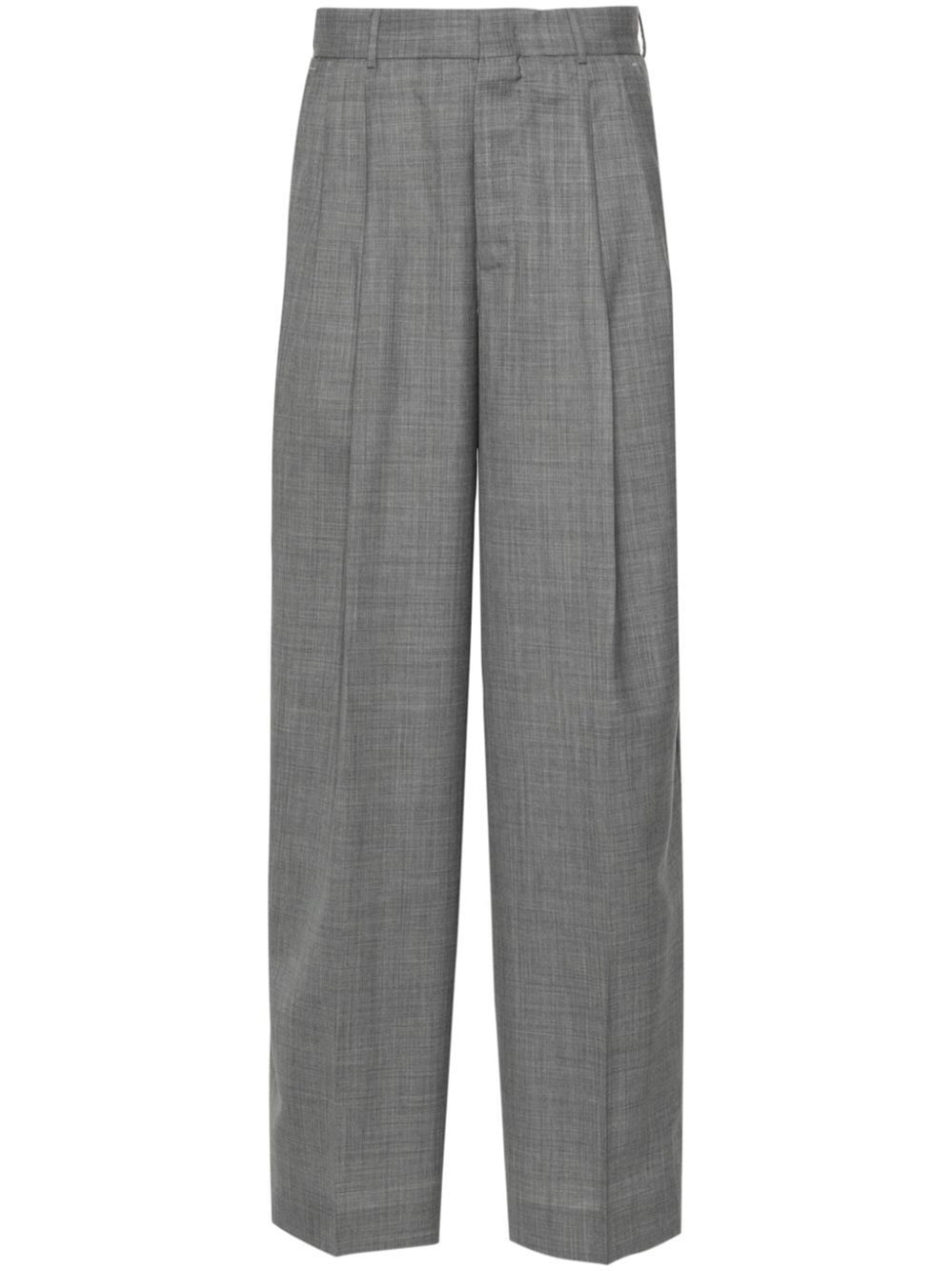 PLEAT-DETAIL VIRGIN WOOL TAILORED TROUSERS