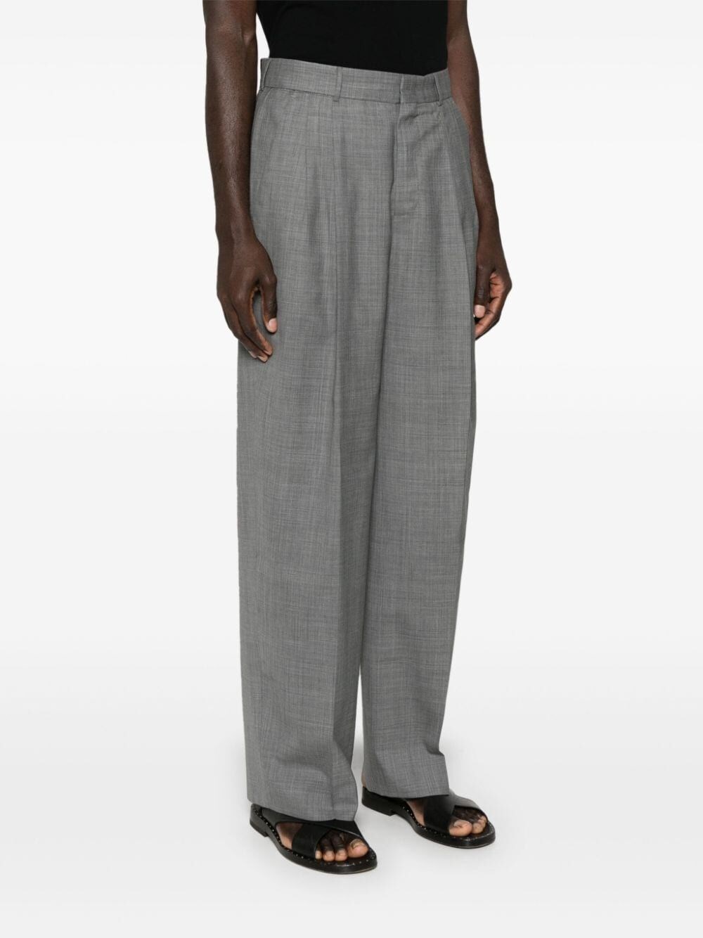 PLEAT-DETAIL VIRGIN WOOL TAILORED TROUSERS