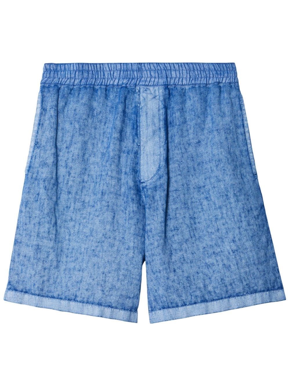 Shop Burberry Equestrian Knight-appliqué Linen Shorts In Blue