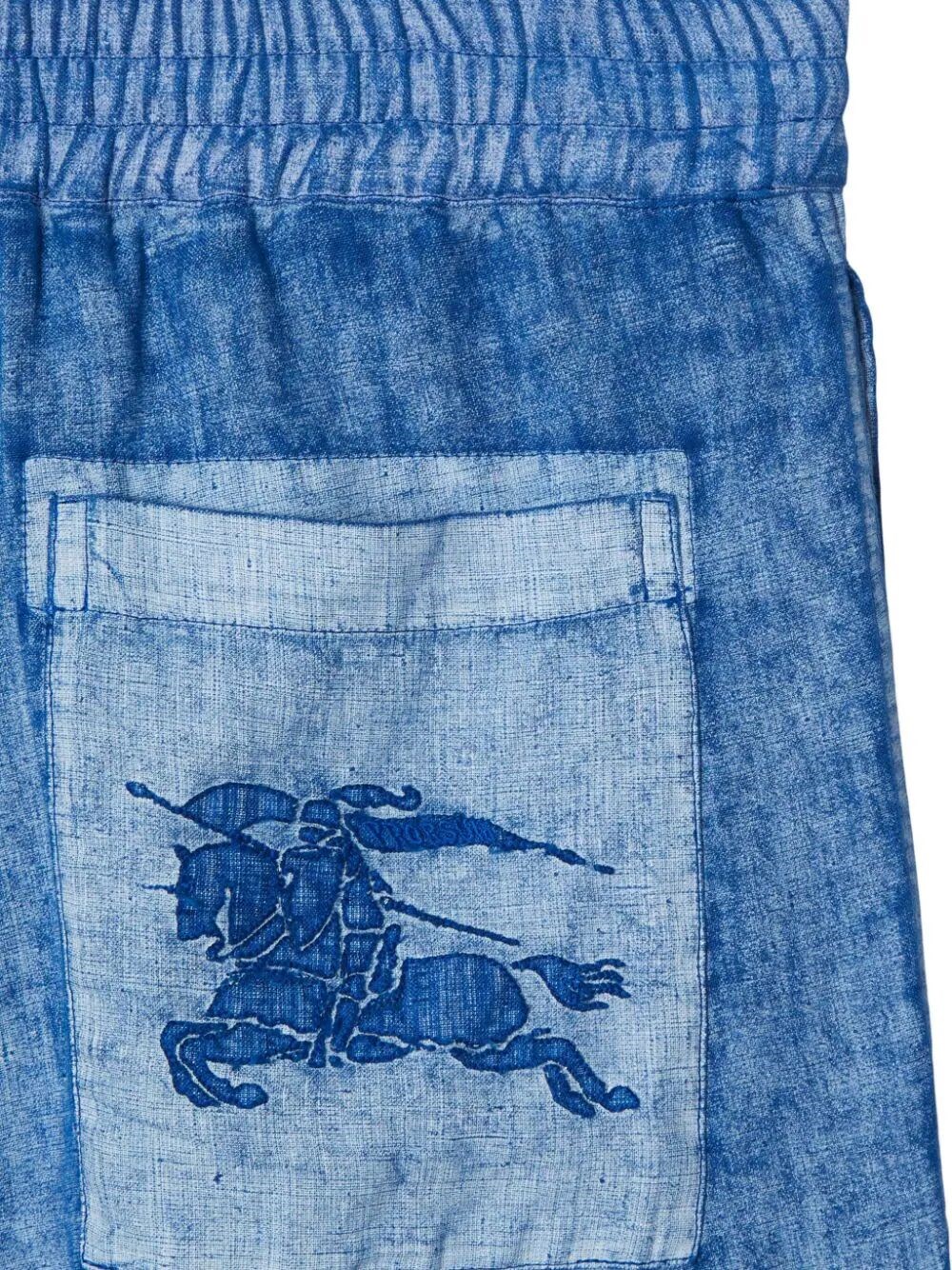 EQUESTRIAN KNIGHT-APPLIQUÉ LINEN SHORTS