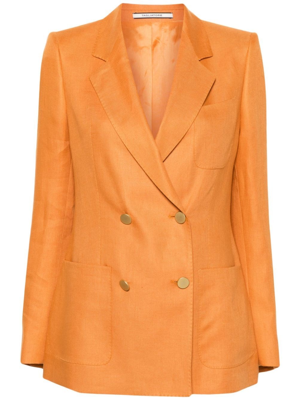 Shop Tagliatore Nayade Double-breasted Blazer In Yellow & Orange