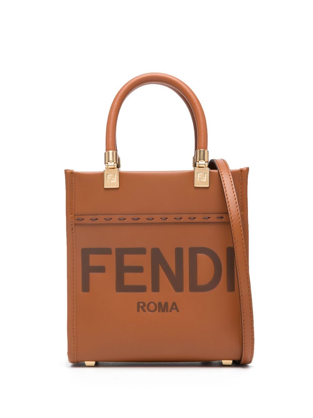 Fendi Mini Sunshine Shopper Bag In Brown
