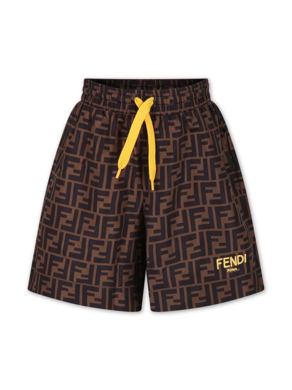 Fendi Kids' Nylon Boxer Swim Shorts In Brown