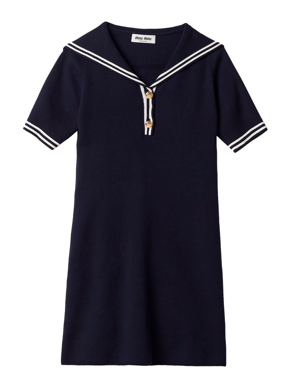 Miu Miu Cotton Minidress With Sailor Collar In Blue