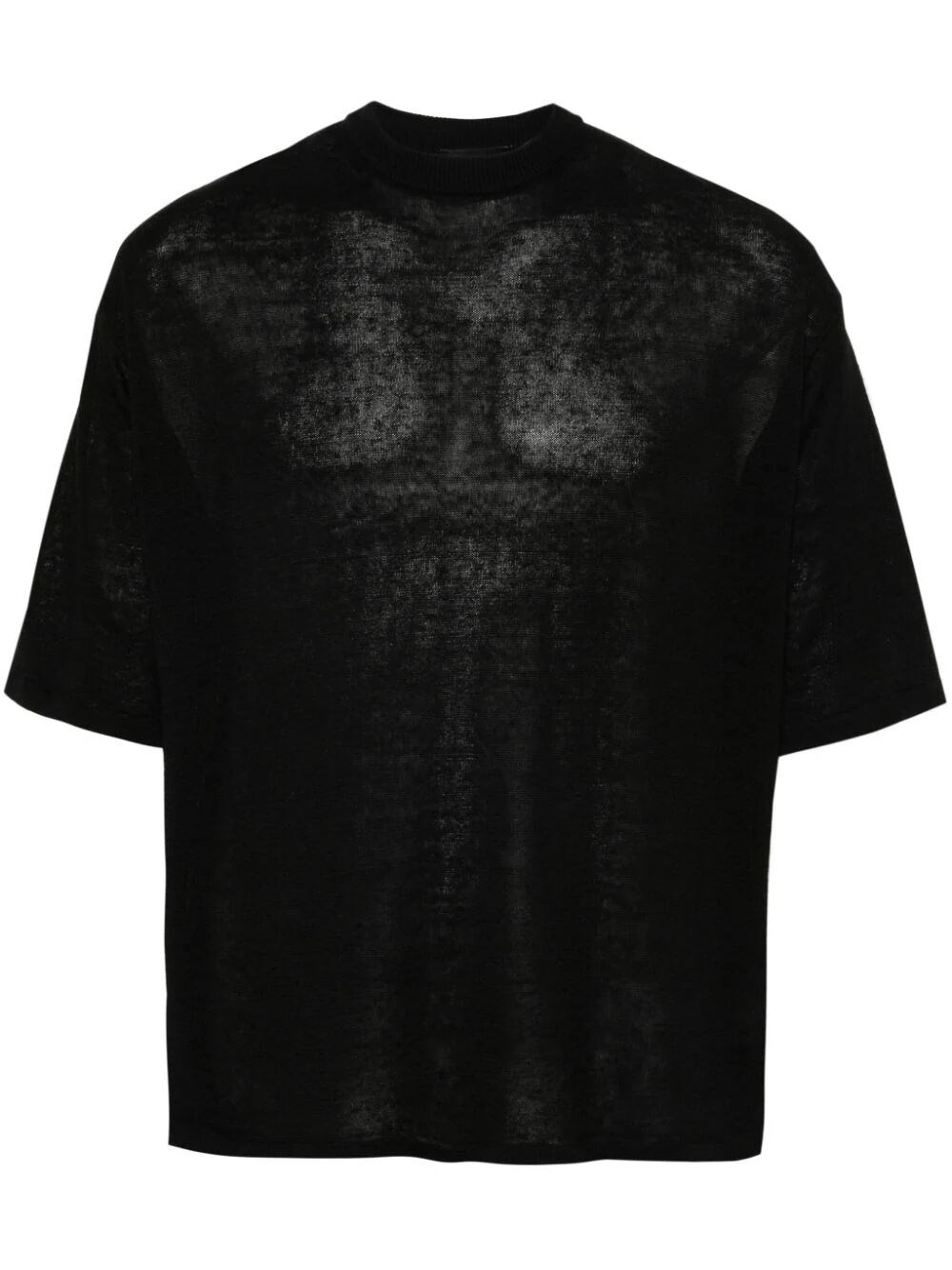 Roberto Collina Knitted Linen T-shirt In Black