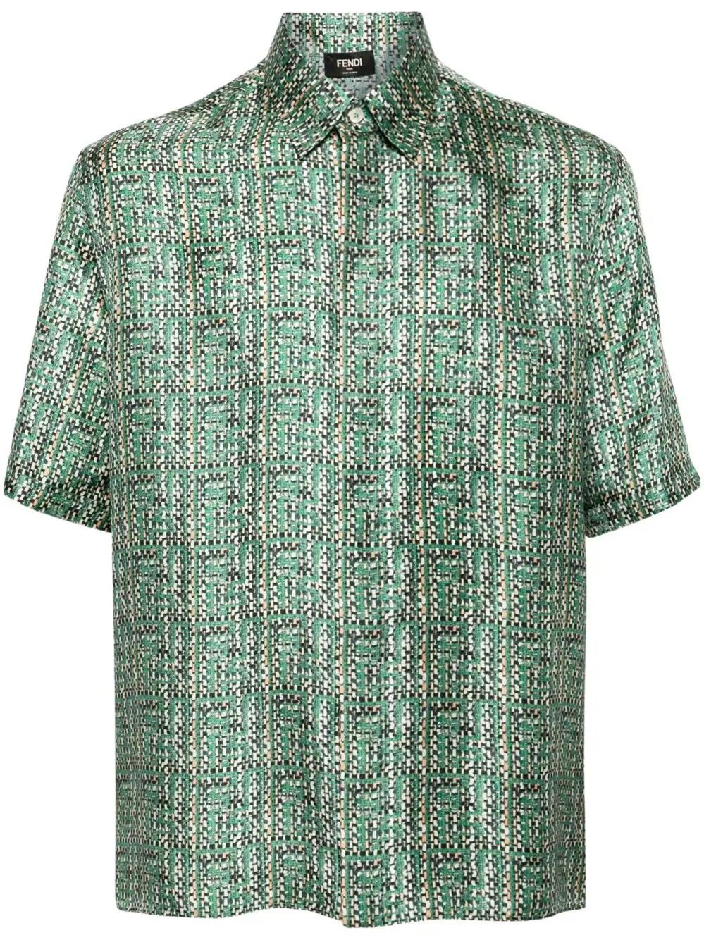 Shop Fendi Camicia Stampa Ff Effetto Intrecciato In Green