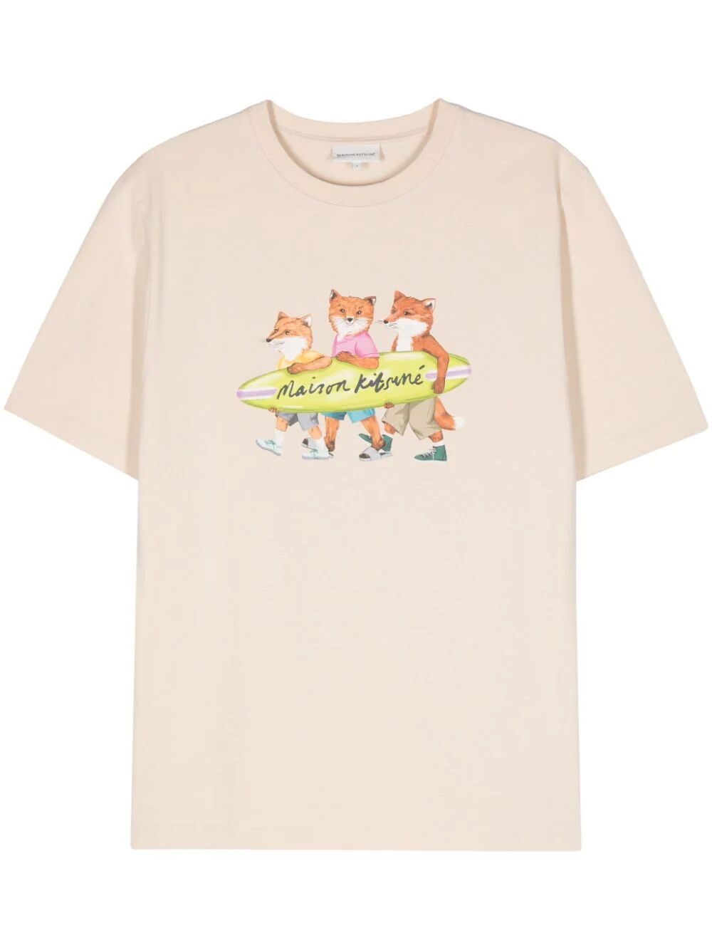 Shop Maison Kitsuné Surfing Foxes T-shirt In Nude & Neutrals