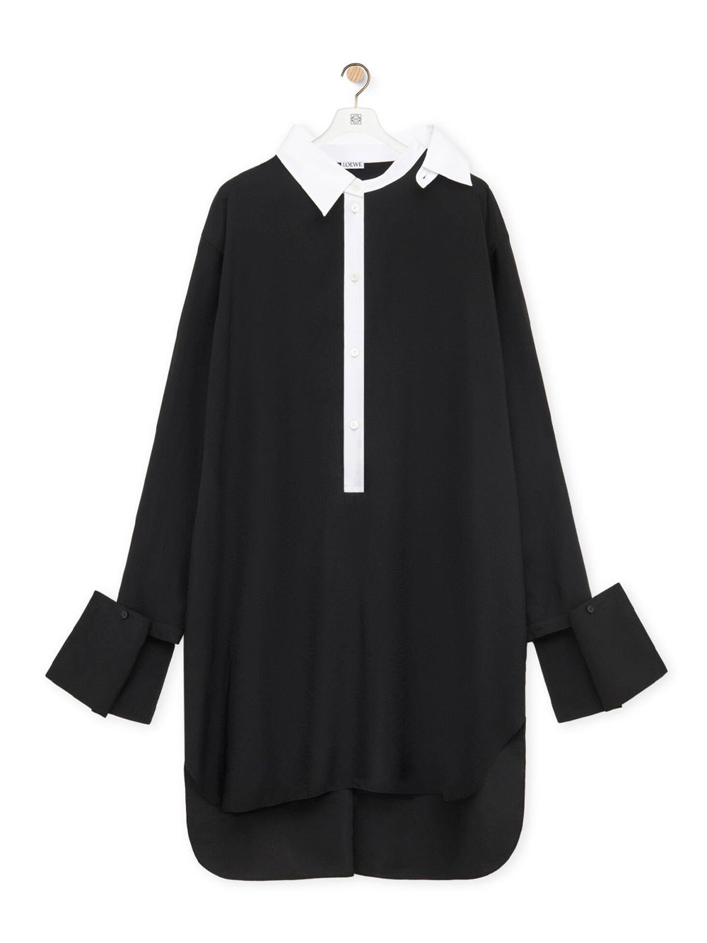 Shop Loewe Shirt Dress In Viscose Blend In Black