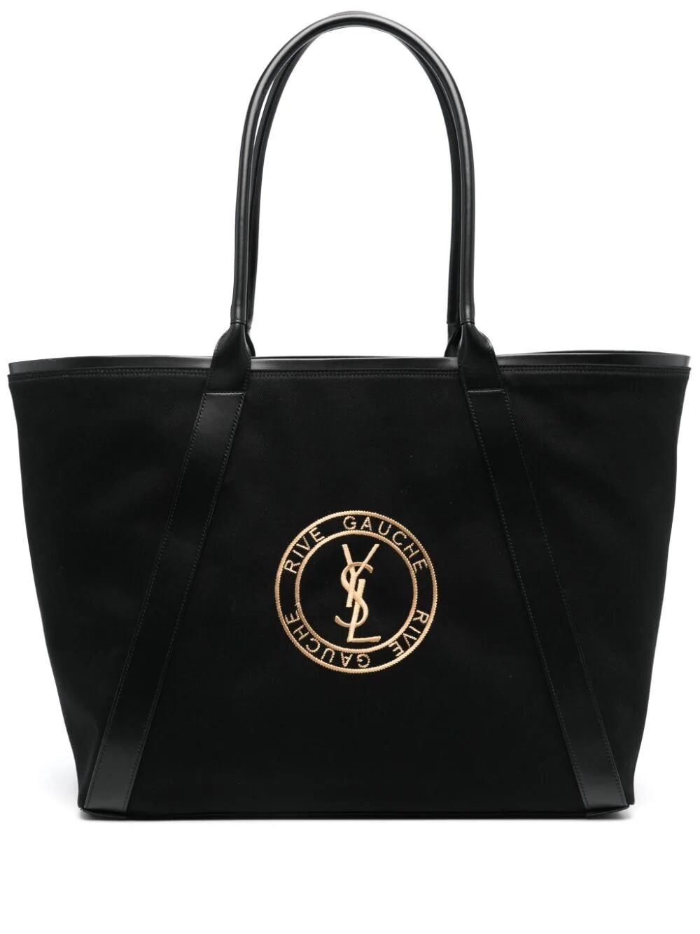 Shop Saint Laurent Rive Gauche Tote Bag In Canvas In Black