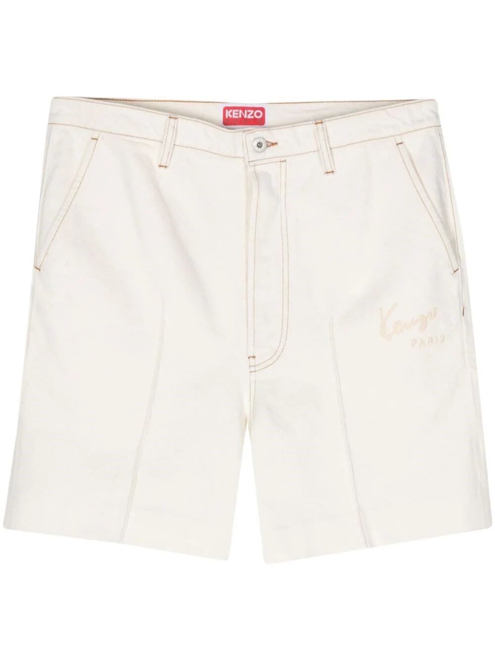 Shop Kenzo Creations Relaxed Straight Short In Nude & Neutrals