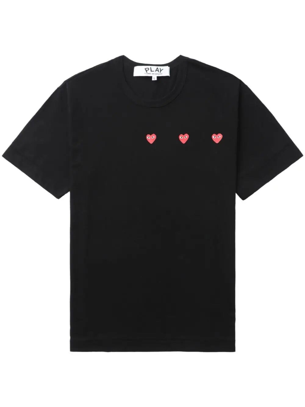 Shop Comme Des Garçons Play Triple Hearts T-shirt In Black