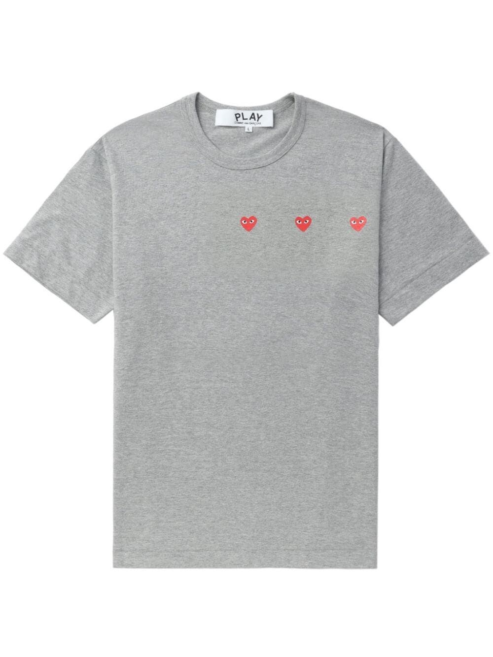 Shop Comme Des Garçons Play Triple Hearts T-shirt In Grey