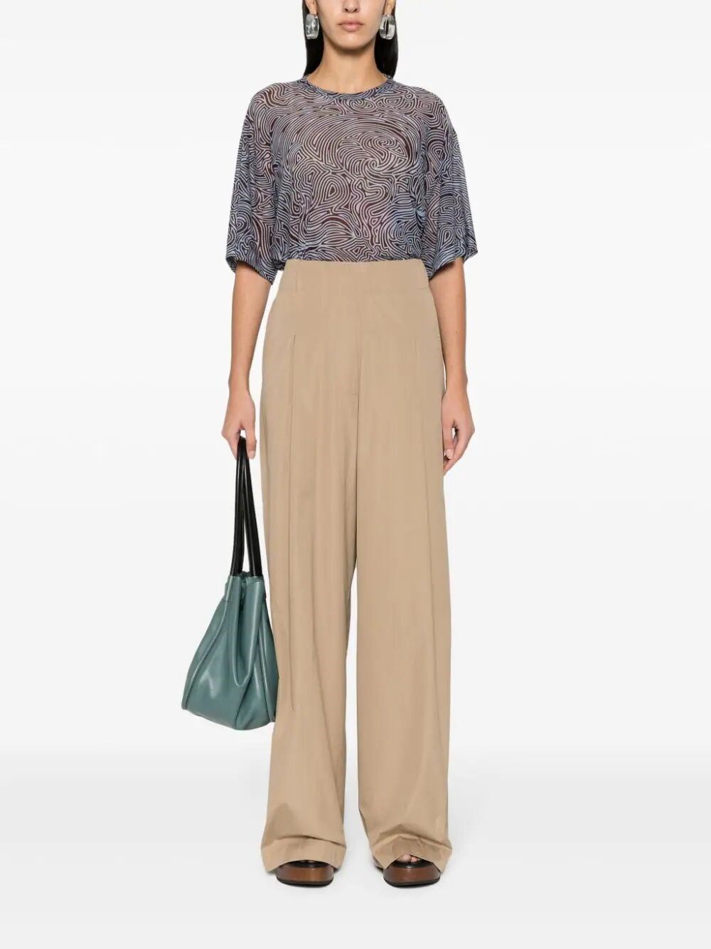 PLEATED WIDE LEG TROUSERS