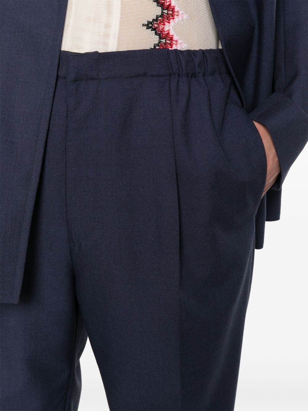 ELASTICATED WAIST WOOL TROUSERS