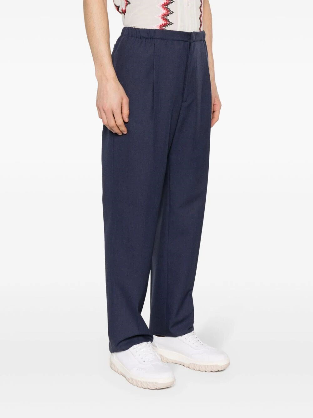 ELASTICATED WAIST WOOL TROUSERS