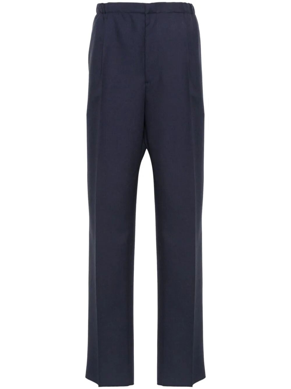 ELASTICATED WAIST WOOL TROUSERS